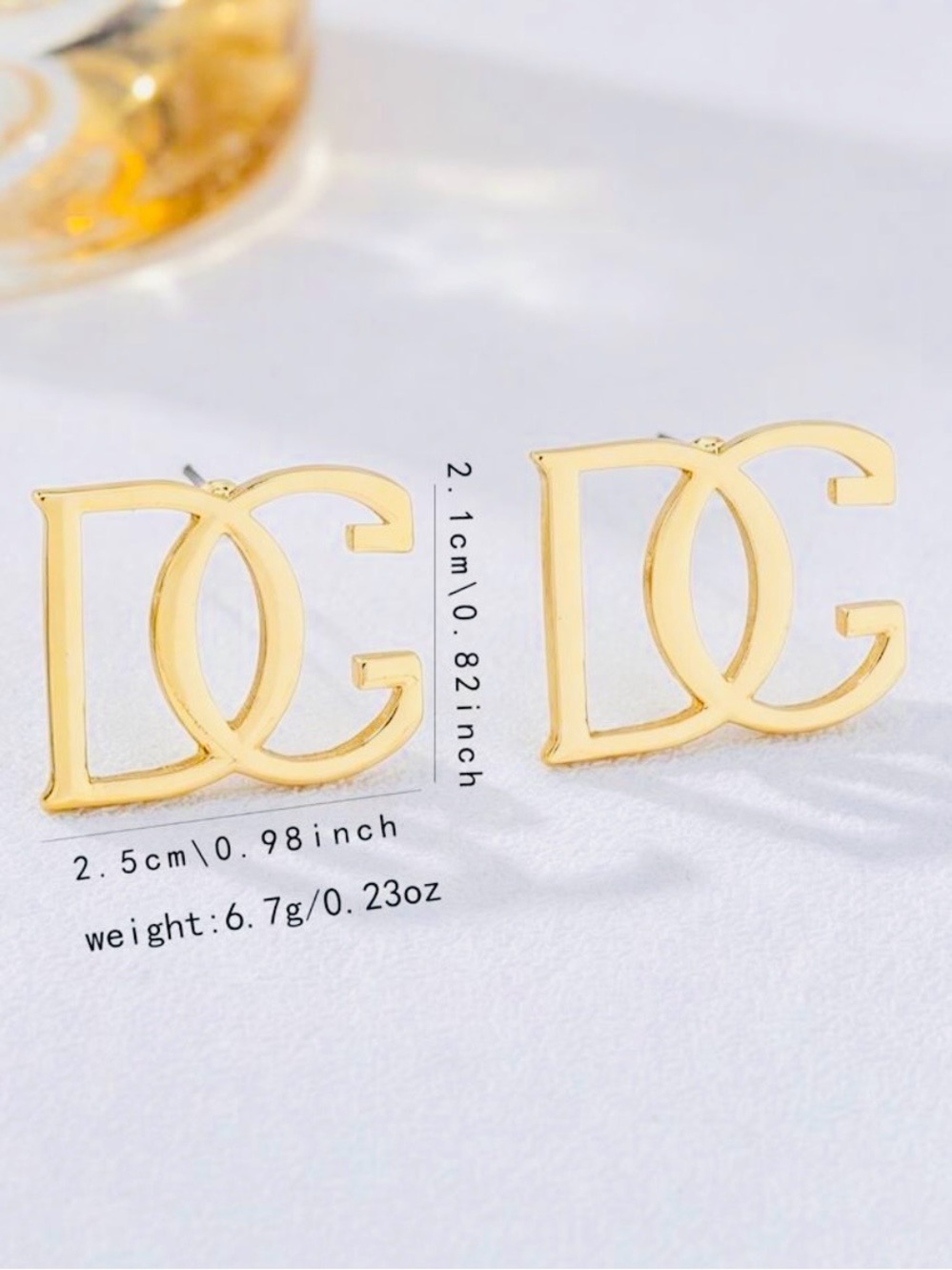 DG Gold Tone Logo Hoop Earrings - Women Jewelry - Picture 2 of 2